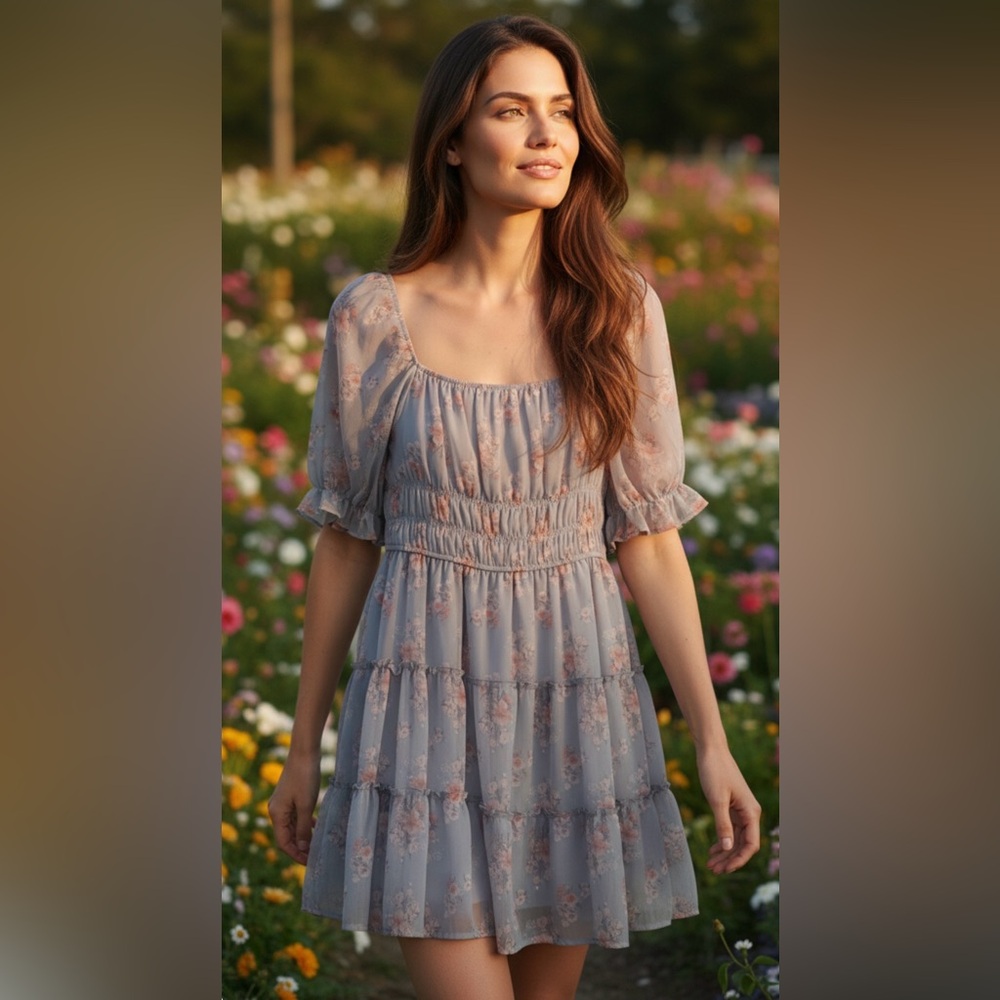 Woman’s Trixxi Blue Floral Midi Dress